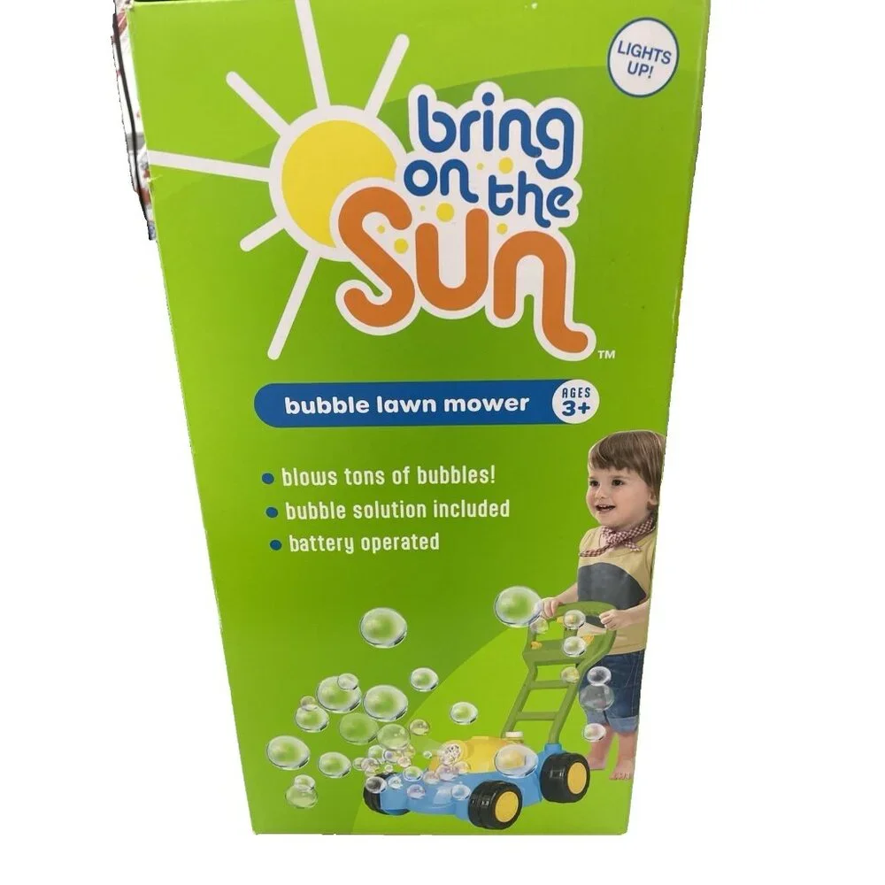 TODDLER TOY'S Bring On The Sun Bubble Lawn Mower Lights Up! AGES 3+